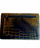 Ultimate Leather Wallet Maxi - Deep Navy Blue / Mustard (LW193)