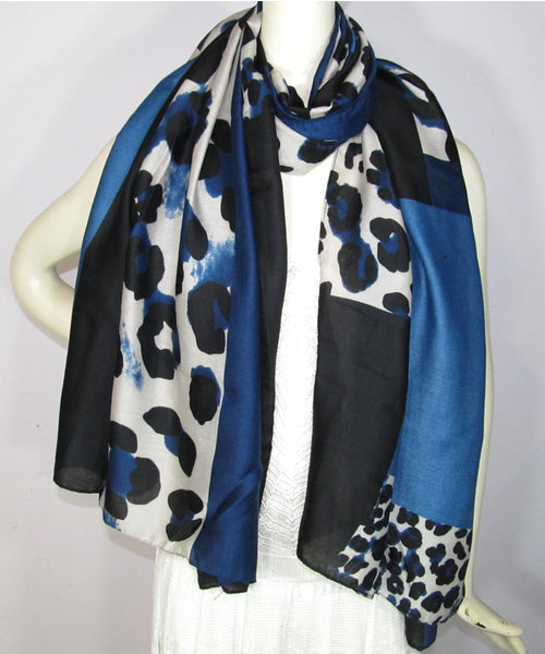 Leopard Squares Scarf Blue (SN158)