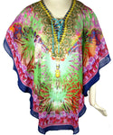 Kaftan Green Purple - Hip Length (K052N)