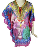 Kaftan Purple Yellow - Hip Length (K053N)