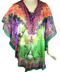 Kaftan Purple Green - Hip Length (K056N)