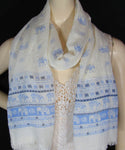 Linen Scarf Blue Elephant 2 (SN033)