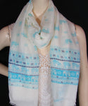 Linen Scarf Teal Elephant 2 (SN034)