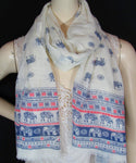 Linen Scarf Dark Blue Elephant 2 (SN036)