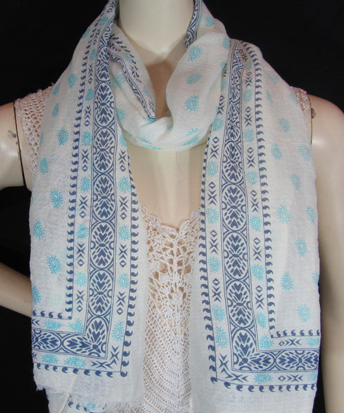 Linen Scarf Teal Mango's (SN039)