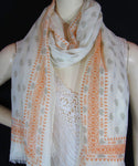 Linen Scarf Brown Orange Mango's (SN040)