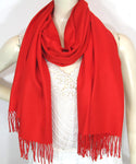 Pashmina Wool Blend Tassel Red (SW464)